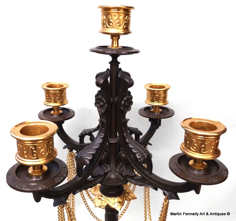 204 Sold Fine Pair of Superbly Cast French Ormolu Bronze Five Light Candelabras Mid 19Ct - Image 2
