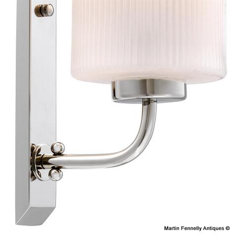 M095 Pair of Nickel and White Glass wall lights - Deco Style - Image 3