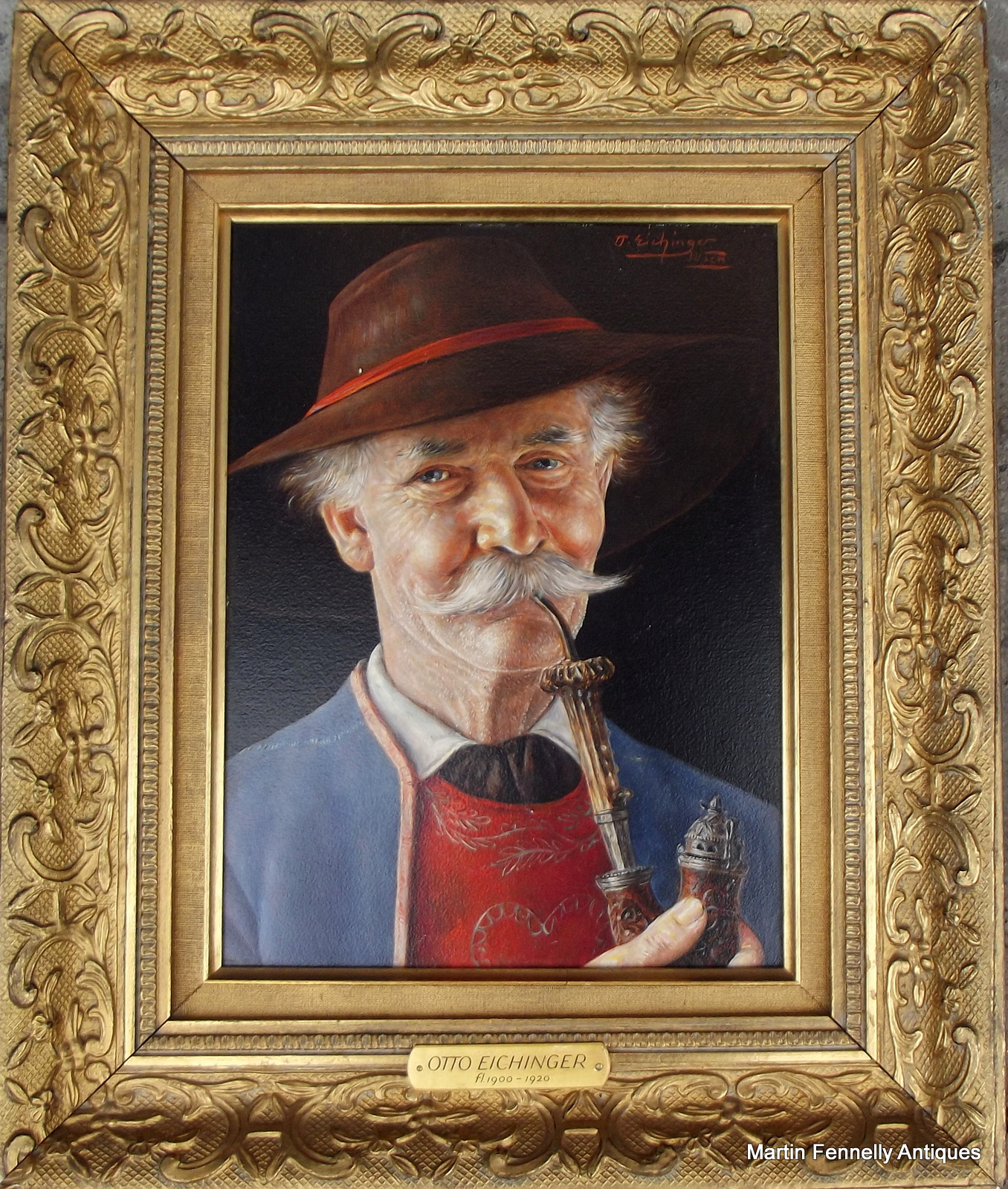 881 Sold Otto Eichinger (1922-2007) - Austrian - Man with Pipe - Image 2