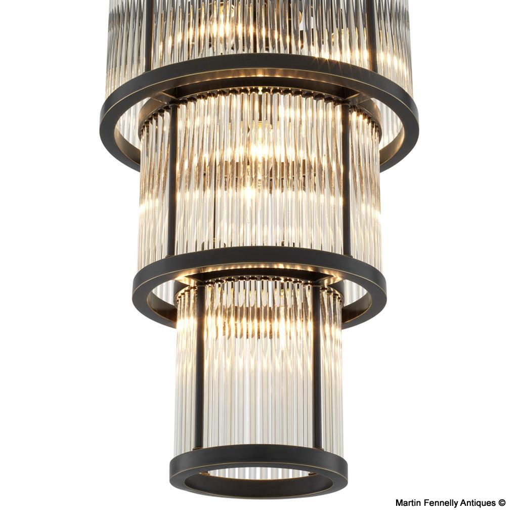 M032 Patinated Bronze and Glass Lantern - The Avery Chandelier Mid Century - Modern - Image 2