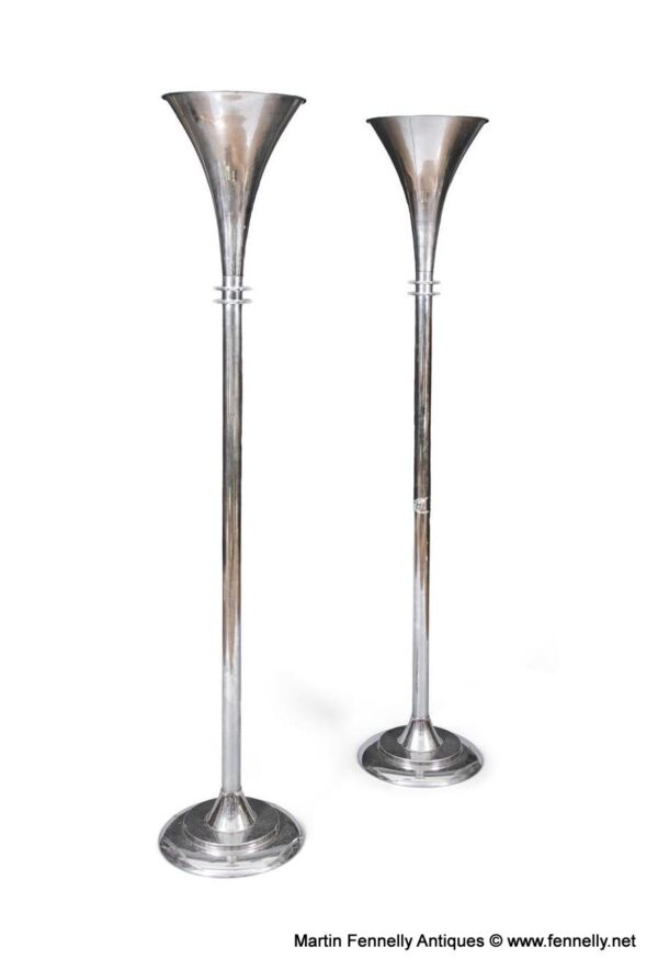 797 Large Pair of Chrome French - Floor Lampa - Circa 1940