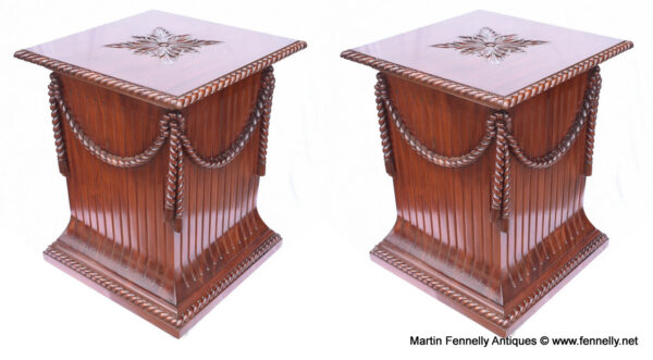 934 Pair Regency Pedestal Mahogany Stands - Classical Columns