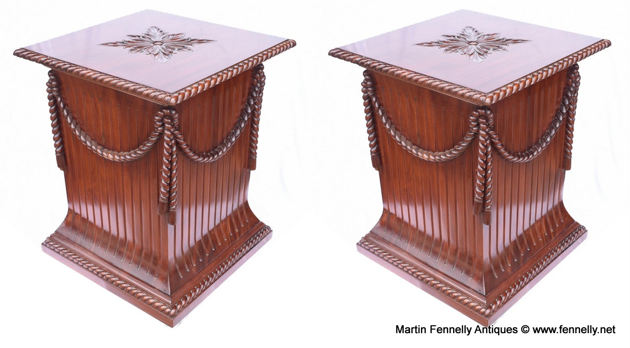 934 Pair Regency Pedestal Mahogany Stands - Classical Columns