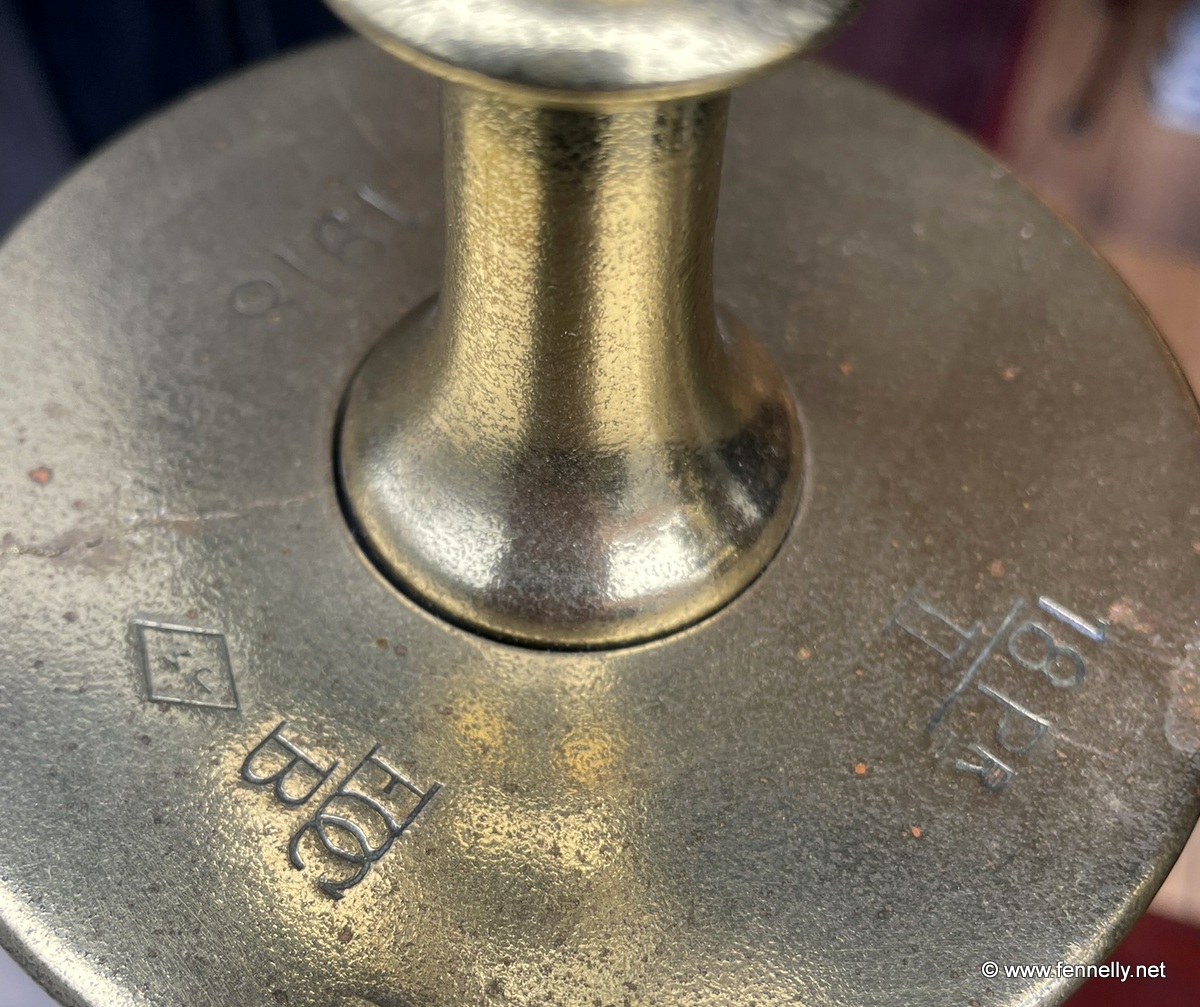 828 Large Brass Dinner Gong - 1918 Shell Cases - Large Size - Image 4