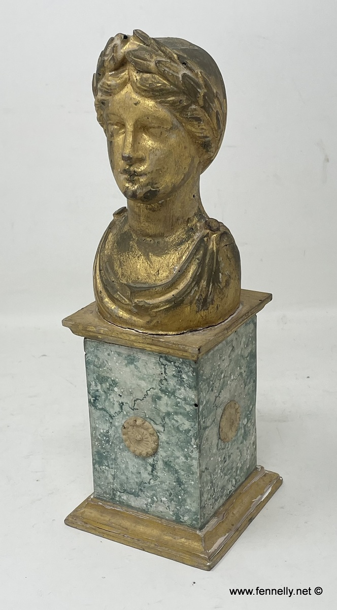 016 Pair Classical Carved Gilt Wood Busts - Italian Circa 1760 - Image 7