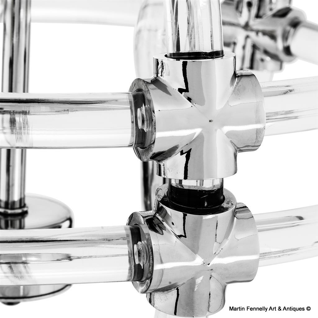 M016 Wonderful Nickel and Lucite Chandelier - Superb Design - Image 3