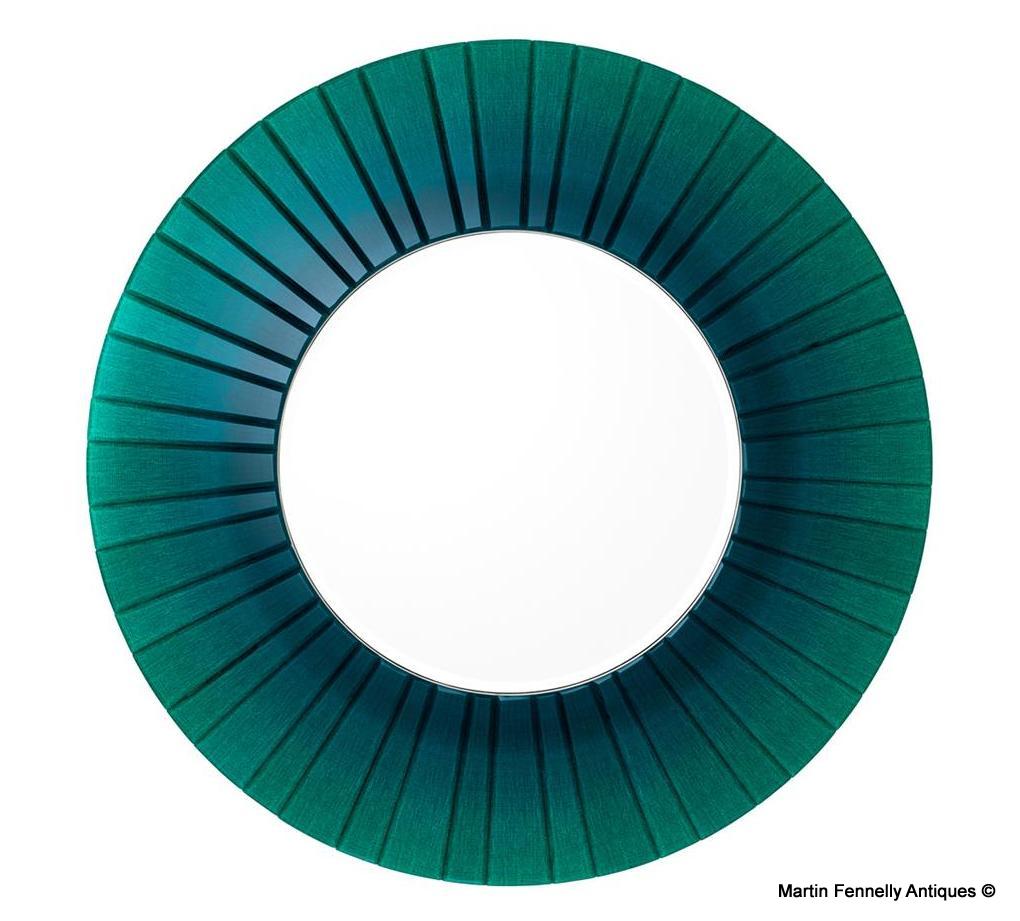 M076 1950's Inspired Circular Green Mirror - Mid Century with Geometric Detail - Image 2