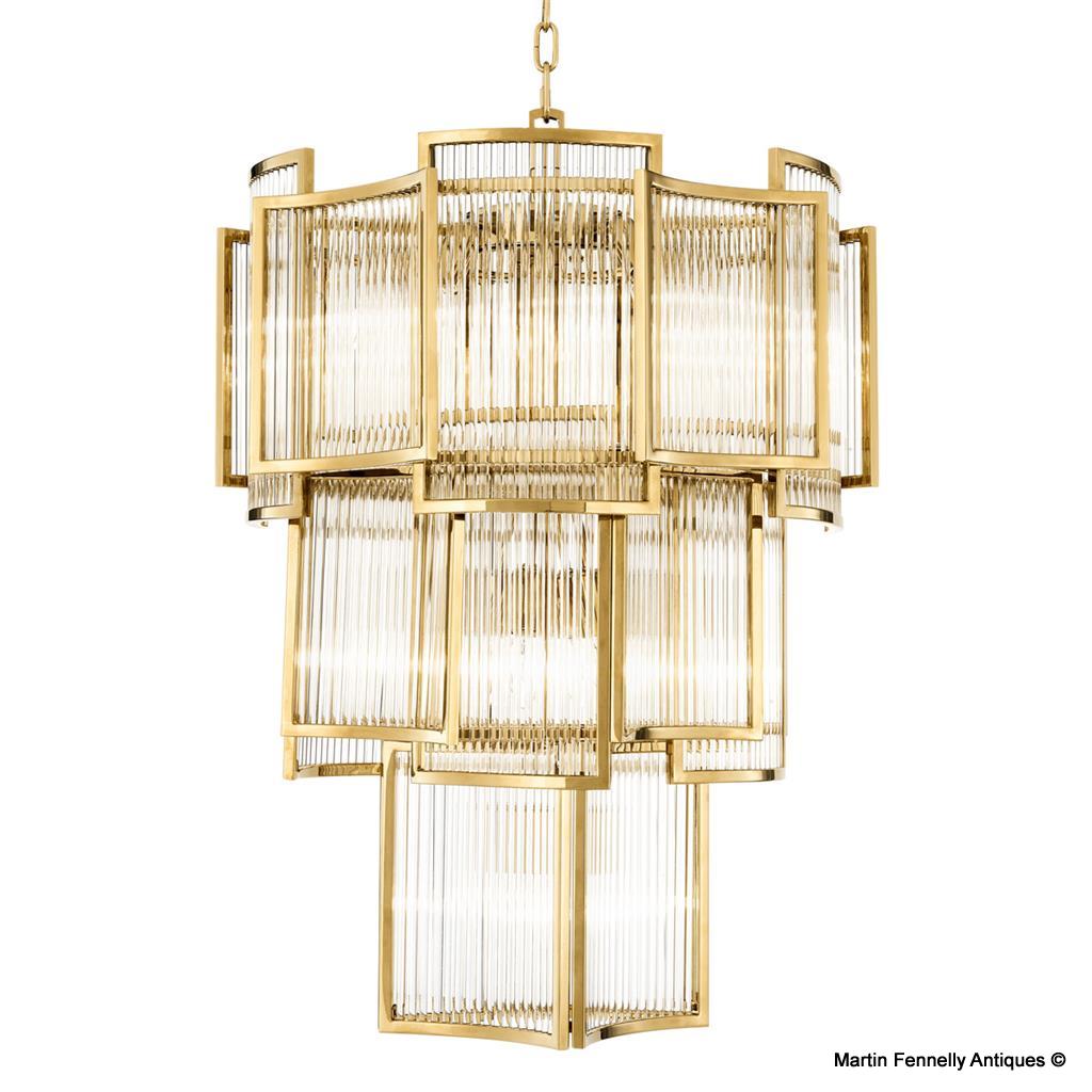 M012 Brass and Glass Lantern - Jet Set by Eichholtz - Image 2