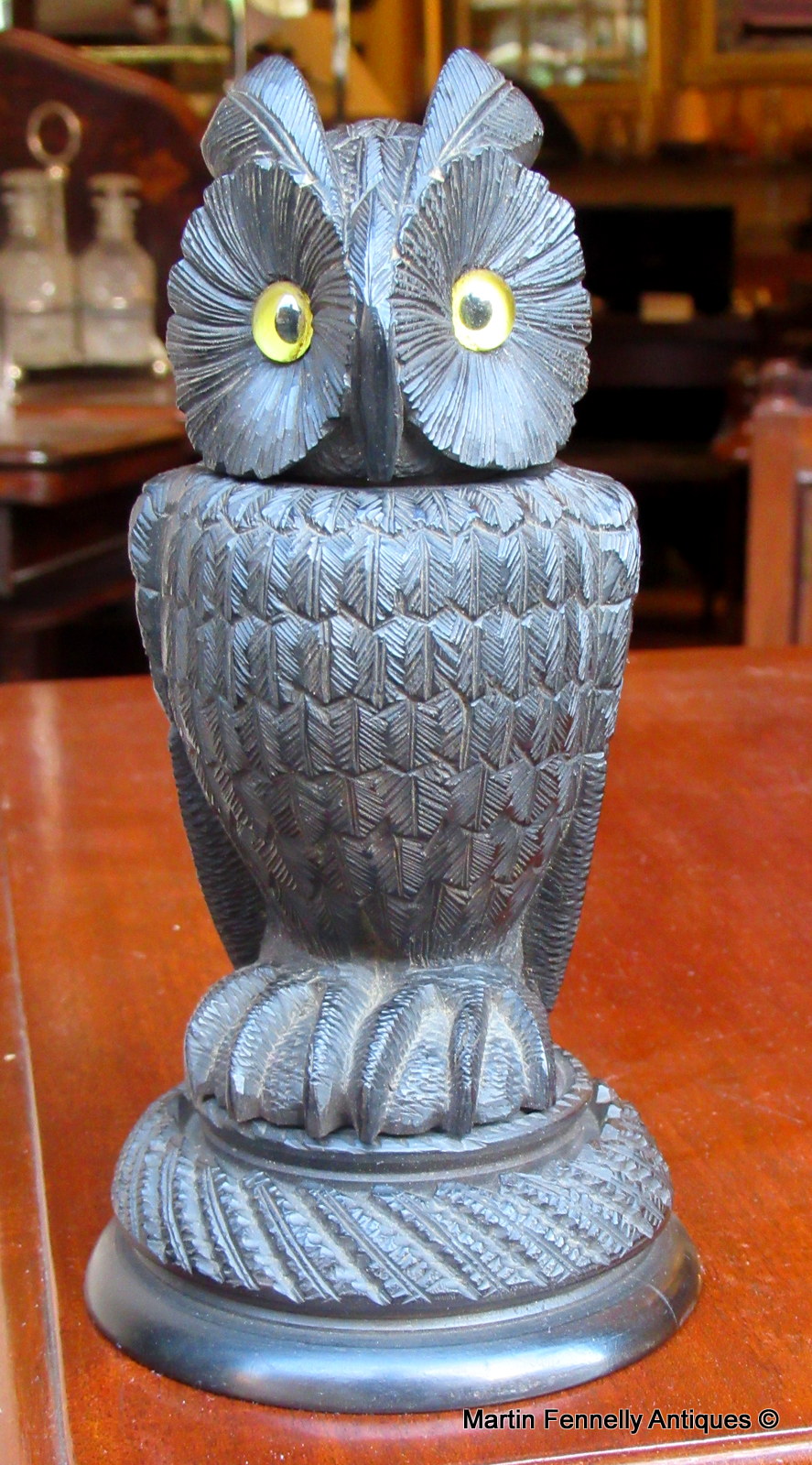 033 Sold Rare large Irish Bog Oak Hand Carved Owl Mid 19th Ct - Image 2