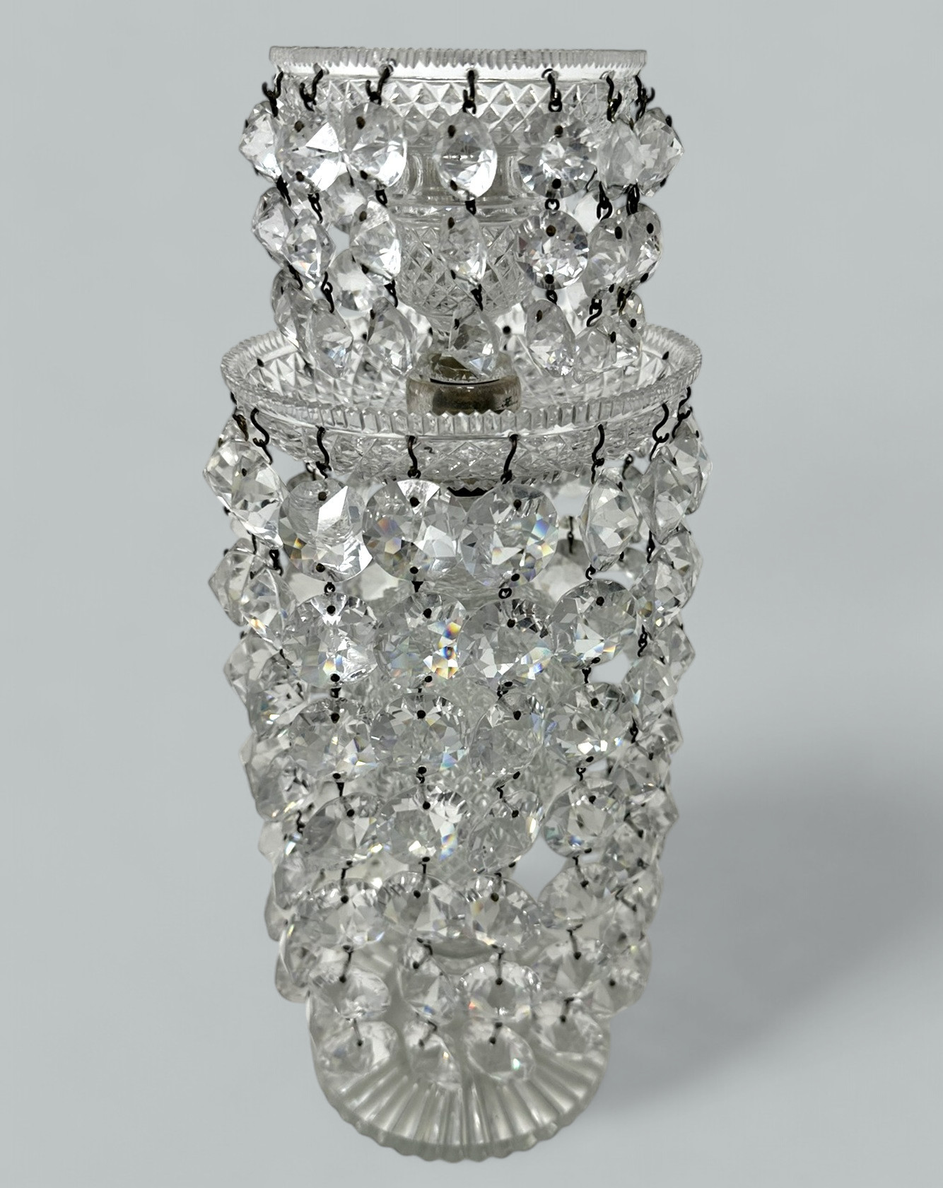 798 Sold Antique Pair English Regency Candlesticks Crystal Glass Lusters Atrb John Blades - Image 5