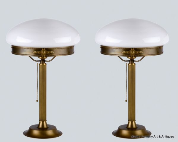 342 Sold Pair Art Nouveau Style - Column Lamps Superb Design