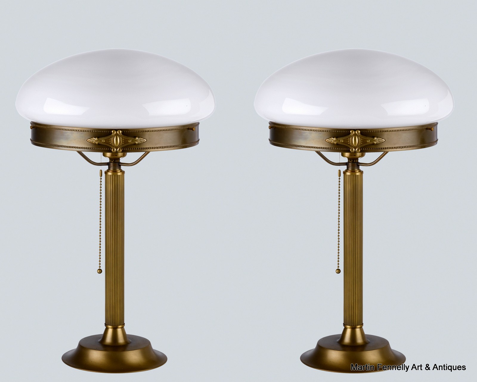 342 Sold Pair Art Nouveau Style - Column Lamps Superb Design