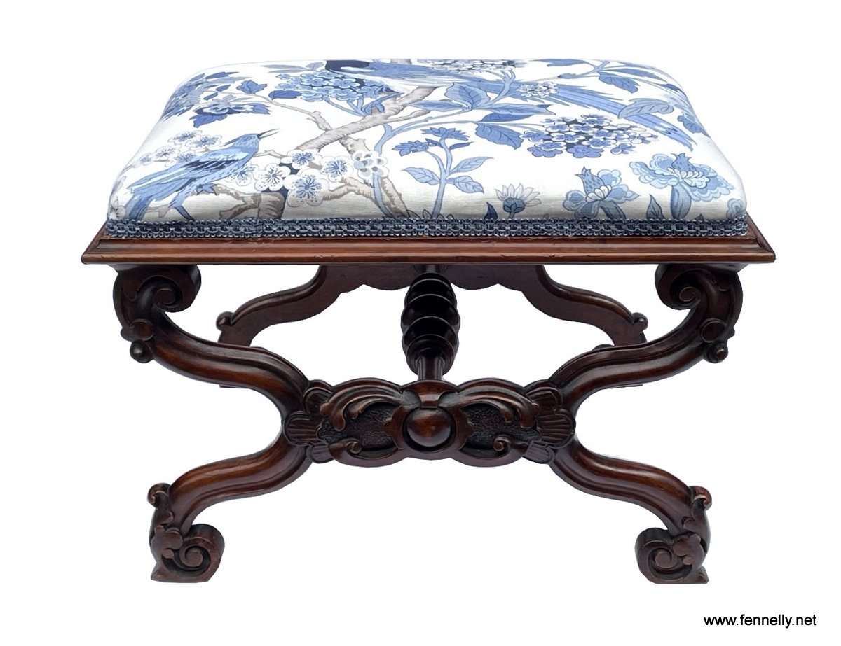 099 Sold Victorian Upholstered Mahogany Stool - Circa 1850 - Image 2
